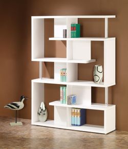 BRAND NEW WHITE MODERN BOOKCASE EYECATCHING GEOMETRIC DESIGN! AVAILABLE IN BLACK AND WHITE