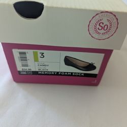 Girls New SO Black Flats