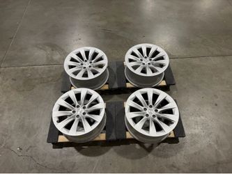 2020 Tesla Model X S OEM 20” Staggered Silver Wheels Rims and TPMS Sensors Slipstream 20x9.5 20x9