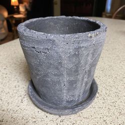 Super Cute Gray Cement Ceramic Plant Pot W/Drainage Hole