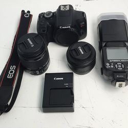 Canon EOS Rebel T7 DSLR Camera Bundle - 2 Lenses + Flash