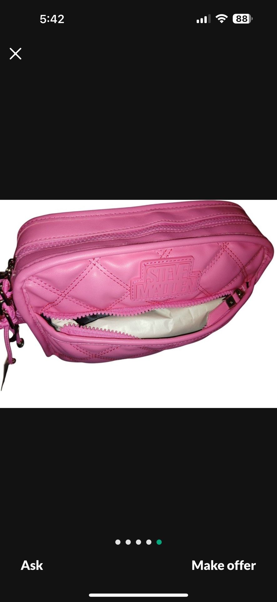 Steve Madden Purse, Steve Madden Pouch, Hot Pink, Zipper