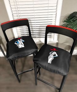 Pair of Custom Graphic Bar Stools