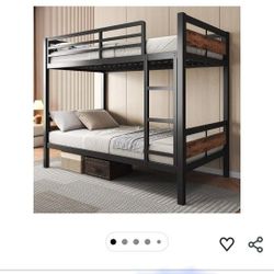 Feonase Metal Bunk Bed Twin Over Twin