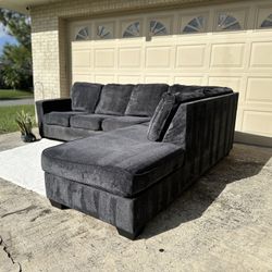Free - Delivery 2 Piece Black Sectional Couch 