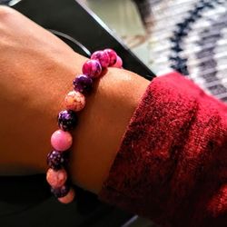 Acrylic Painted Beaded Bracelet 