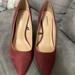 EXPRESS BURGUNDY SUEDE WEDGE SHOES SIZE 7