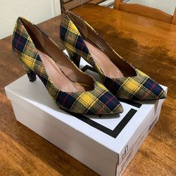 LL-Moxxie Yellow Plaid Size 8 Women Heel