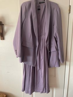 Lavender Blazer and Midi Skirt Set