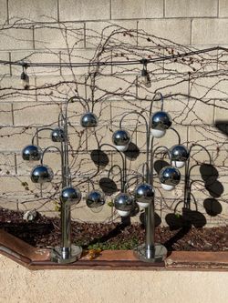 1970s MCM Space Age chrome eyeball waterfall cascade lamps