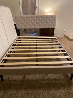 Queen upholstered platform bed frame