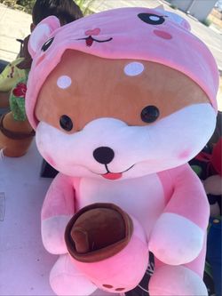 Kawaii Therapy Milk Tea Shiba Inu Dog Pink Plush -sz 12" (approx)