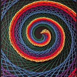 1960's String Art Rainbow Seashell