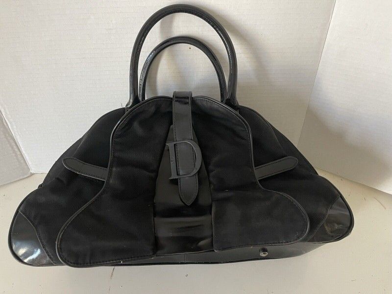 Vtg Christian Dior by John Galliano Black Bowler D Bag