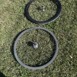 Fixie bike wheel set.