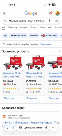 Milwaukee 2918-22HD M18 FUEL 1-3/4" SDS MAX Rotary Hammer Kit with ONE-KEY