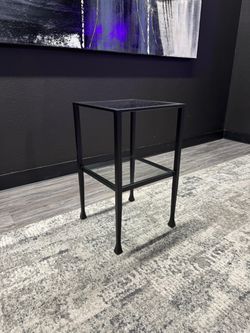 OFS 13”x13”x22.5H Glass and Steel Frame End Table