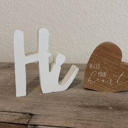 Two Brand New Small Wooden Signs One Says Hi And One Says, Bless Your Heart So Cute To Add To Any Room