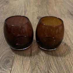 2 Partylite Votive Candle Holders - One Purple, One Amber