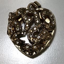 ROMANTIC Heart Shape Crystal/Rhinestone SS Japanese Movement Pendant Watch Necklace #862615