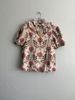❤️New ENTRÓ Brown Floral Print Button-Front Top
