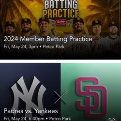 Friday Night Yankees Vs Padres - 4 Tickets, Tailgate Ring And Batting Practice 