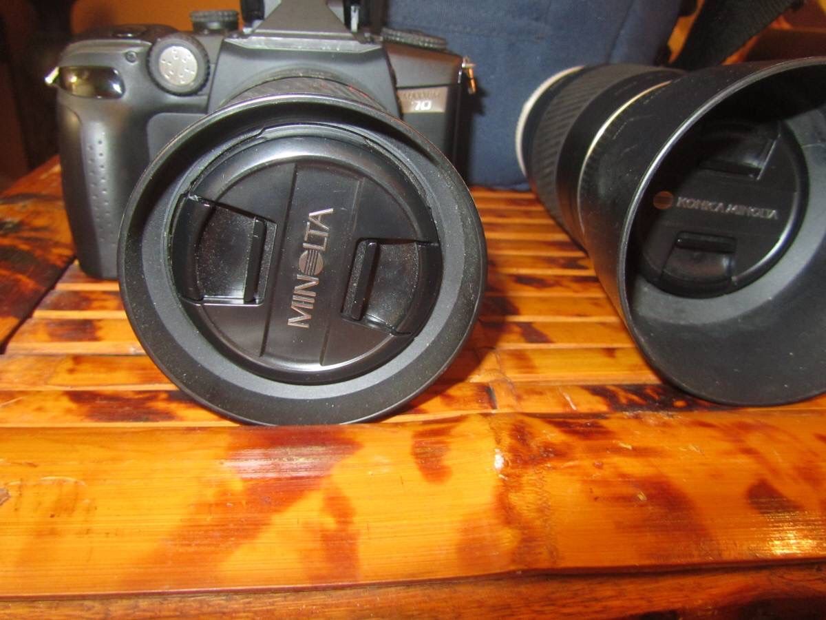 Minolta Maxxum 70 (Dynax 60) 35mm Film SLR Camera with Minolta AF 28-100 and AF 75-300 Zoom Lens.