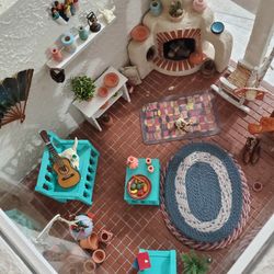 Miniature Adobe Aztec Themed Dollhouse Shadow Box room