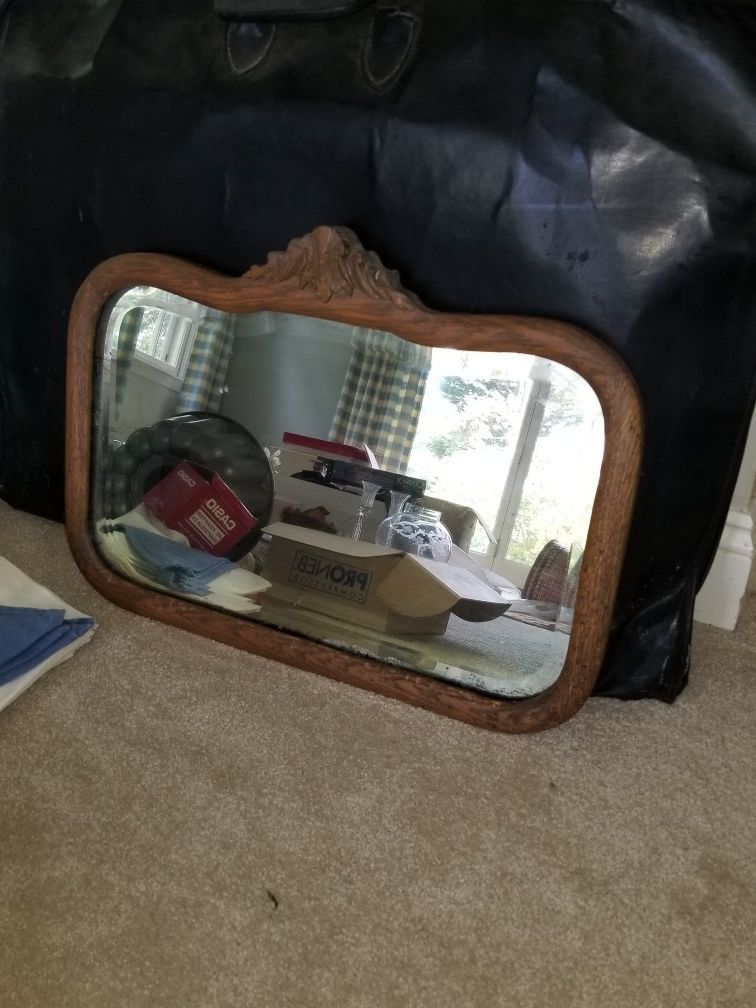 Mirror with antique oak frame
