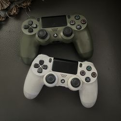 2 PS4 controllers Sony working WHITE and OLIVE
