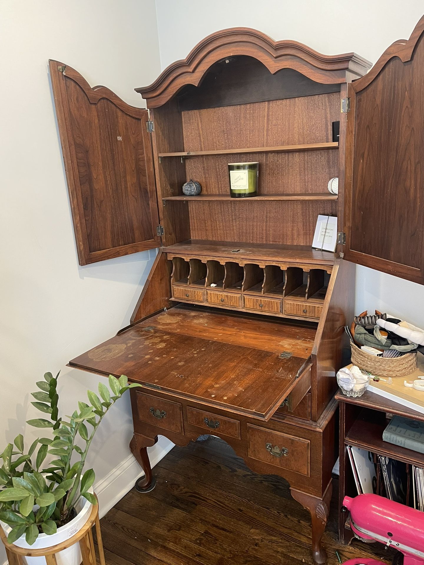 Retro Vintage Solid Wood 1937 Secretary Desk