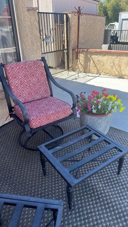 2 Patio Metal Chairs with new cushion