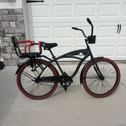 Black And Red Beach Cruiser Bicycle