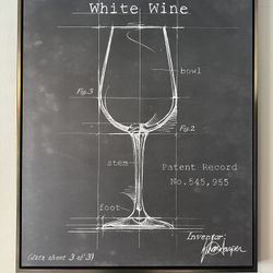 Framed Blueprint Canvas - White Wine