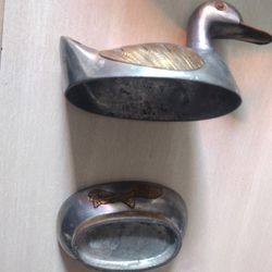 DUCK PEWTER/BRASS SOAP DISH/TRINKET
