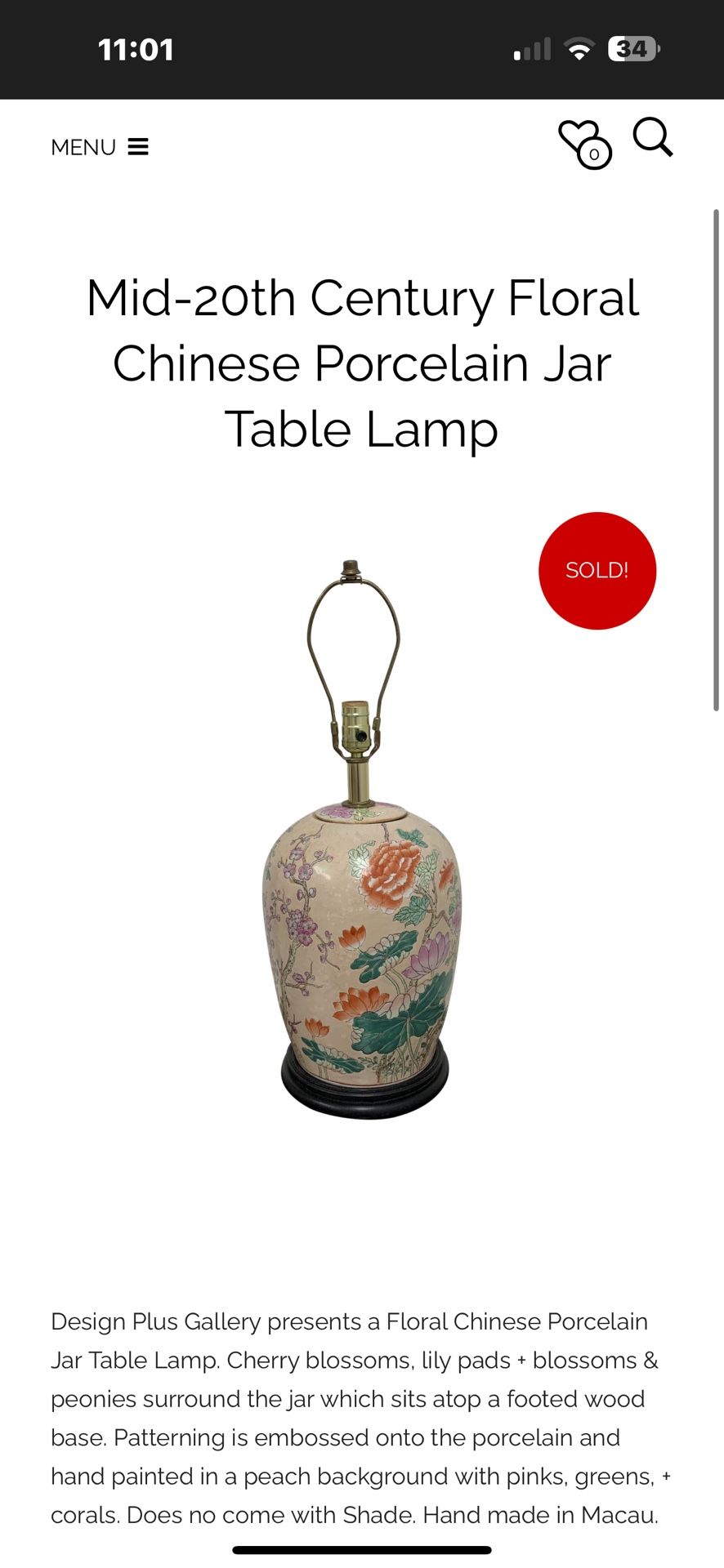 Beautiful Antique Porcelain Lamp