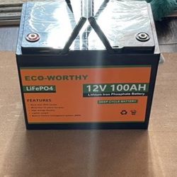 12V 100AH LiFeP04 3000 + Cycle Lithium Iron Phosphate fast charging Battery with BMS, Rechargeable battery NEW