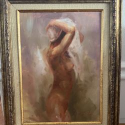 Original Hand Painted Artwork in Ornate Gold Frame