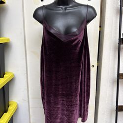 Free People Simply and Short velvet slip dress in plum