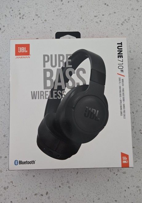 JBL Tune 710BT PURE BASS Bluetooth Wireless Over-Ear Headphones - Black