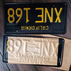 New Stock Black Vintage License Plates Matching Pair Duo Unregistered 