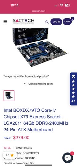 Intel BOXDX79TO Core-I7 Chipset-X79 Express Socket-LGA2011 64Gb DDR3-2400MHz 24-Pin ATX Motherboard