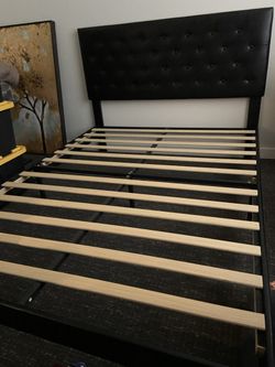 Low Profile Faux Leather Upholstered Bed Frame