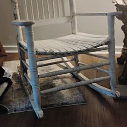 Sturdy White Rocking Chair, Solid White Oak