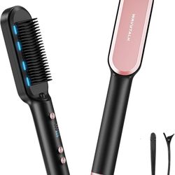 BRAND NEW Wavytalk Hair Straightener Brush,Sleek Sweep Ionic Straightening Brush with 6 Temperature Adjust, Anti-Scald Ceramic Hair Straightener Comb 
