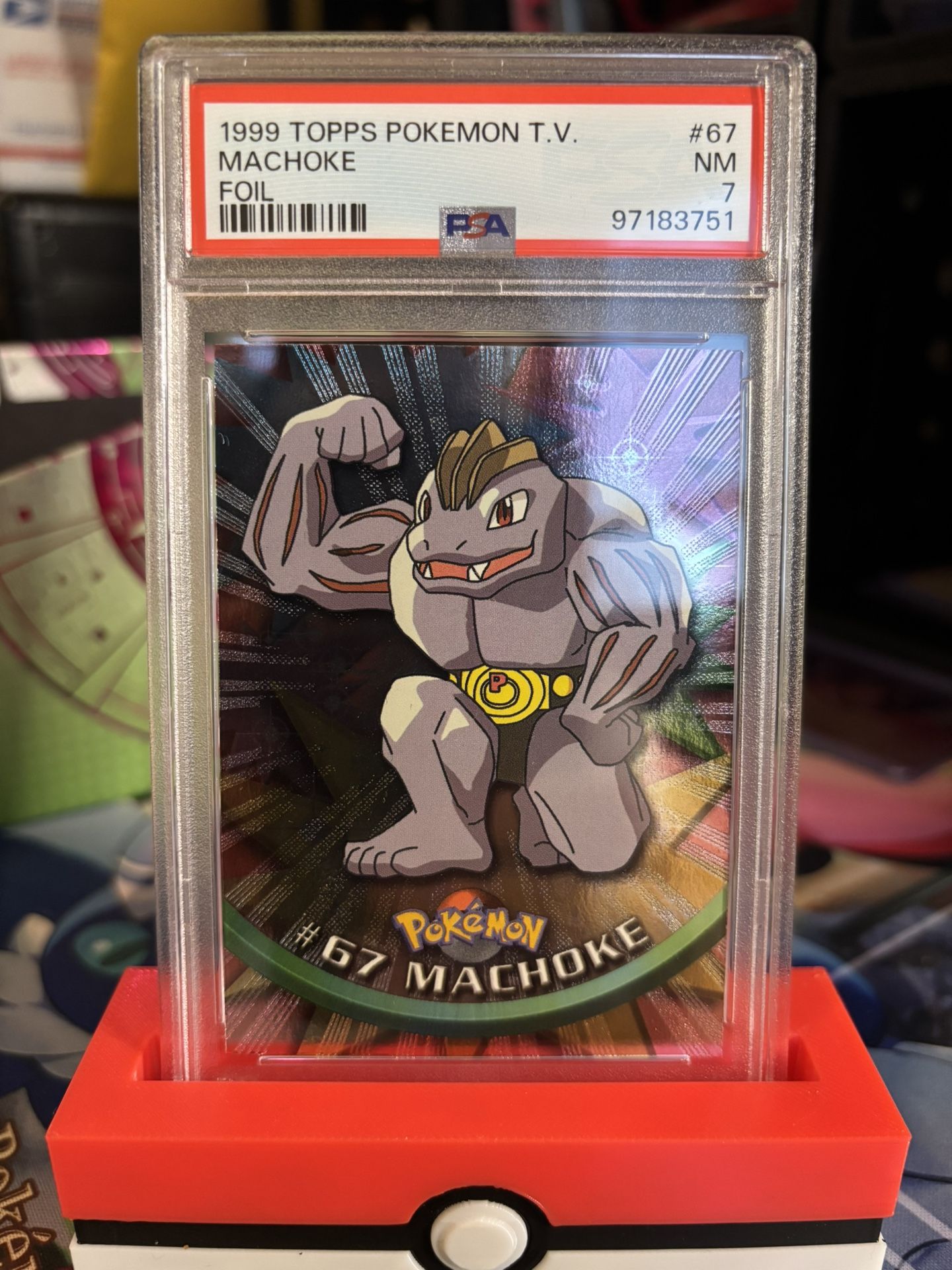 PSA 7 NM Machoke #67 (1999) Pokemon TV Foil Series English