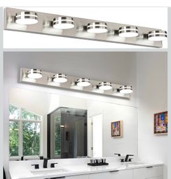 ONLY$45: 40.55"Brushed Nickel Bathroom Light Fixtures Over Mirror,5 Light Bathroom Vanity Light, LED