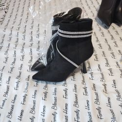 Black Boots with Rhinestones