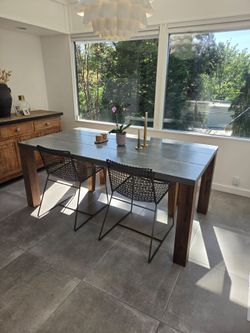 Crate & Barrel Dining Set – Table + Bench + Metal Chairs (Retail $3K+)