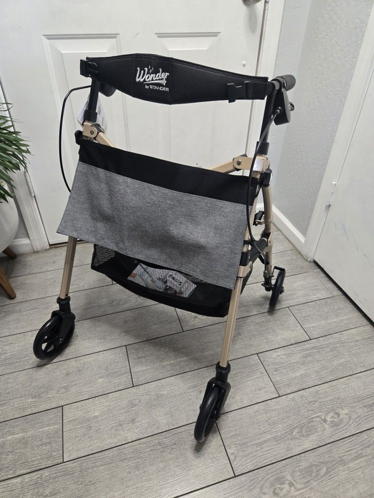 Stander Wonder Rollator Plus Short, 30" tall, Lightweight Junior Folding Mobility Aid for Petite Adults, Andador